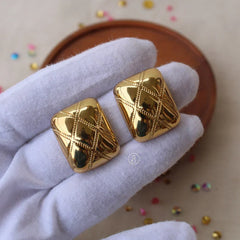 Golden Luxe Quilted Stainless Steel Earrings