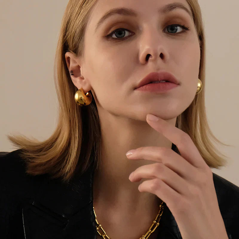 Glossy Gold Stainless Steel Earrings