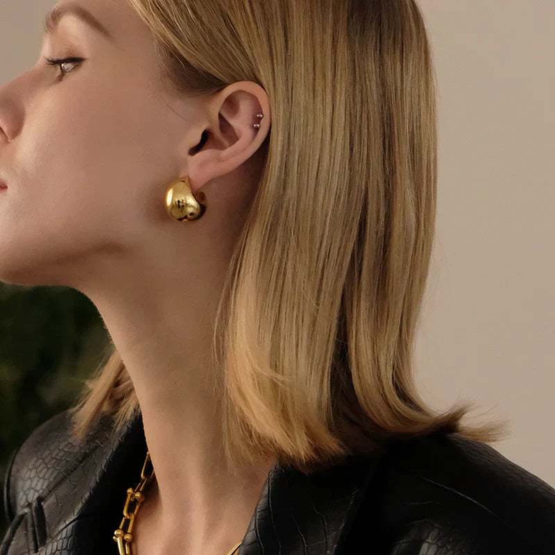 Glossy Gold Stainless Steel Earrings
