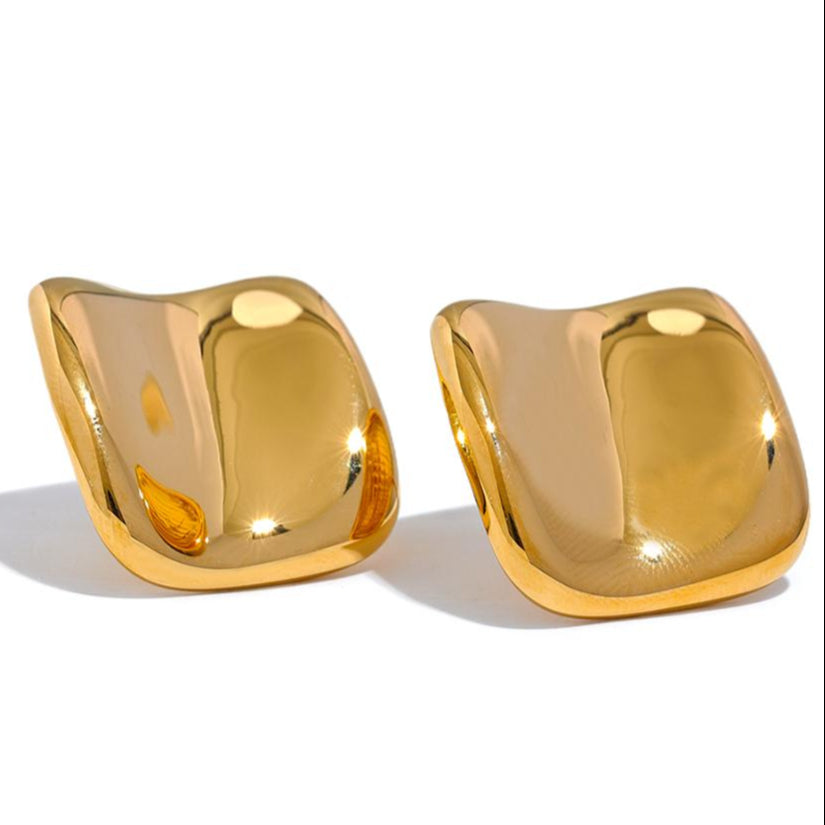 Bold & Curved Golden Earrings