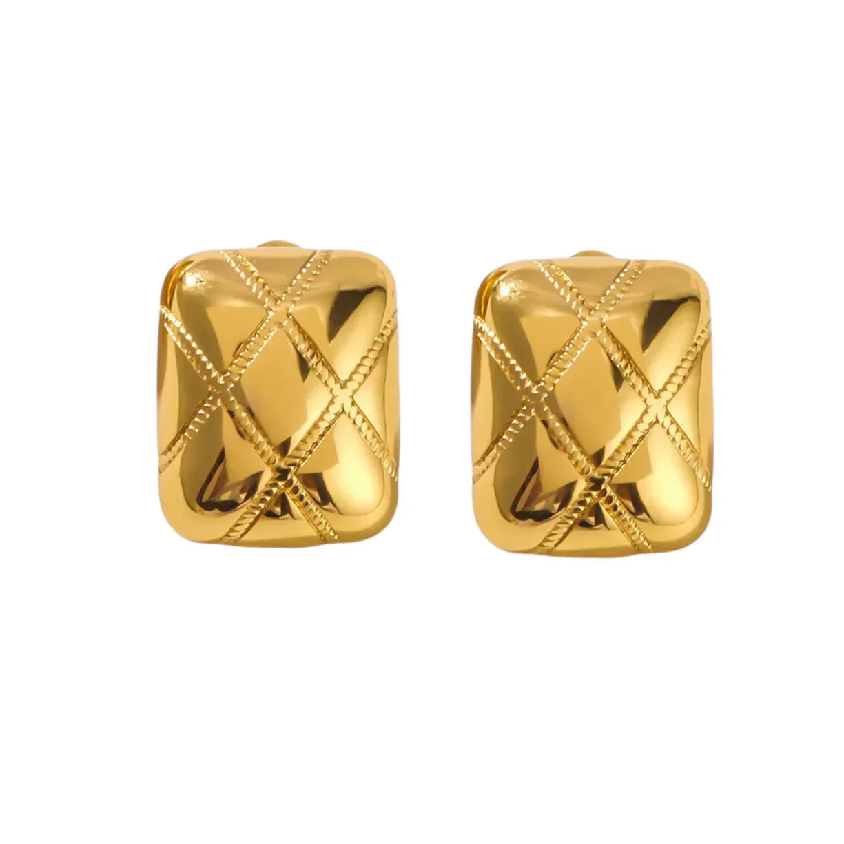 Golden Luxe Quilted Stainless Steel Earrings