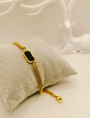 Black Onyx Luxury Bracelet   Stainless Steel Gold chain bracelet