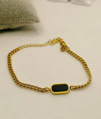 Black Onyx Luxury Bracelet   Stainless Steel Gold chain bracelet