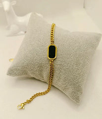 Black Onyx Luxury Bracelet   Stainless Steel Gold chain bracelet