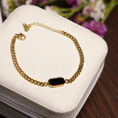 Black Onyx Luxury Bracelet   Stainless Steel Gold chain bracelet