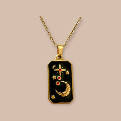 Moon & Stars Black Pendant (Locket)